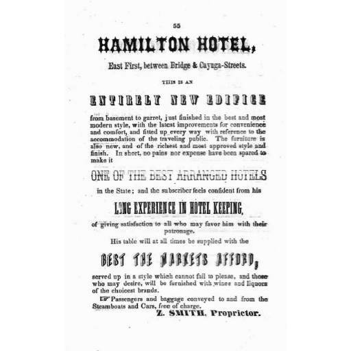 1856 Hamilton House Advertisement