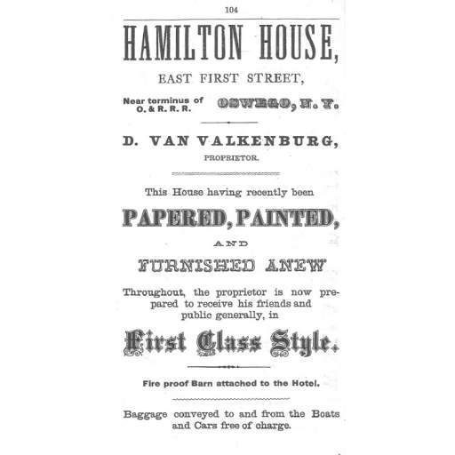 1869 Hamilton House Advertisement